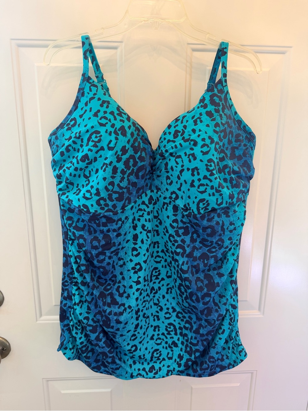 Cacique Turquoise & Navy Leopard Swim Top
